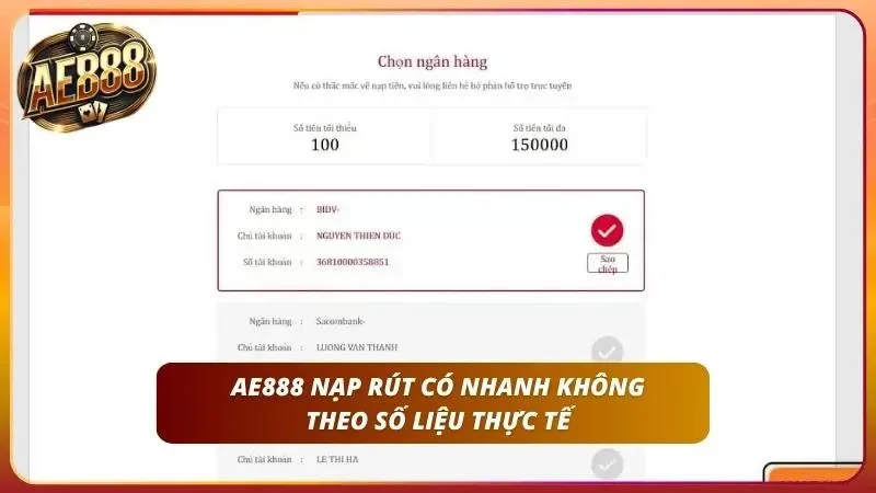 Thống kê thời gian xử lý giao dịch trung bình vô cùng ấn tượng