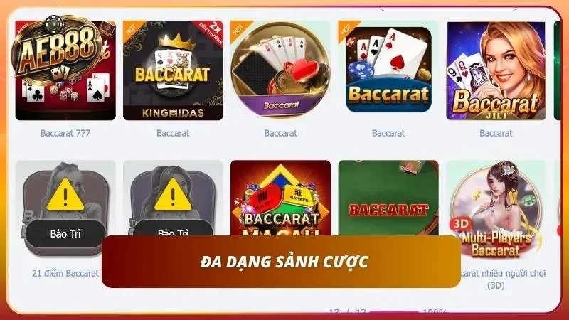 Sảnh cược Baccarat phong phú