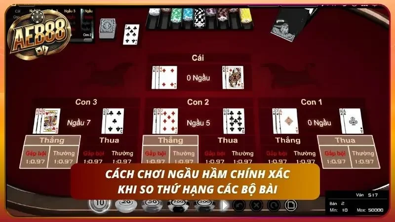 Cách Chơi Ngầu Hầm AE888 – Game Bài Độc Đáo Cực Hiếm Thấy Tại Nền Tảng 2 Giao diện so sánh điểm giữa các tay bài