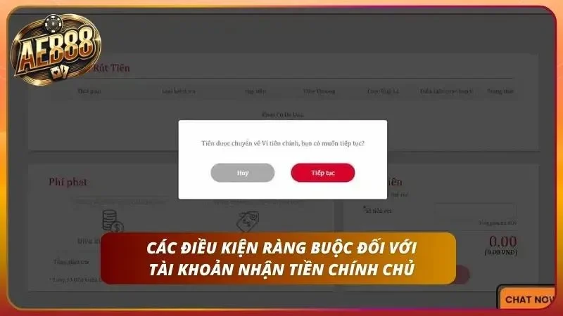 Người chơi khi rút chỉ nên có một tài khoản rút tiền duy nhất là tài khoản chính chủ